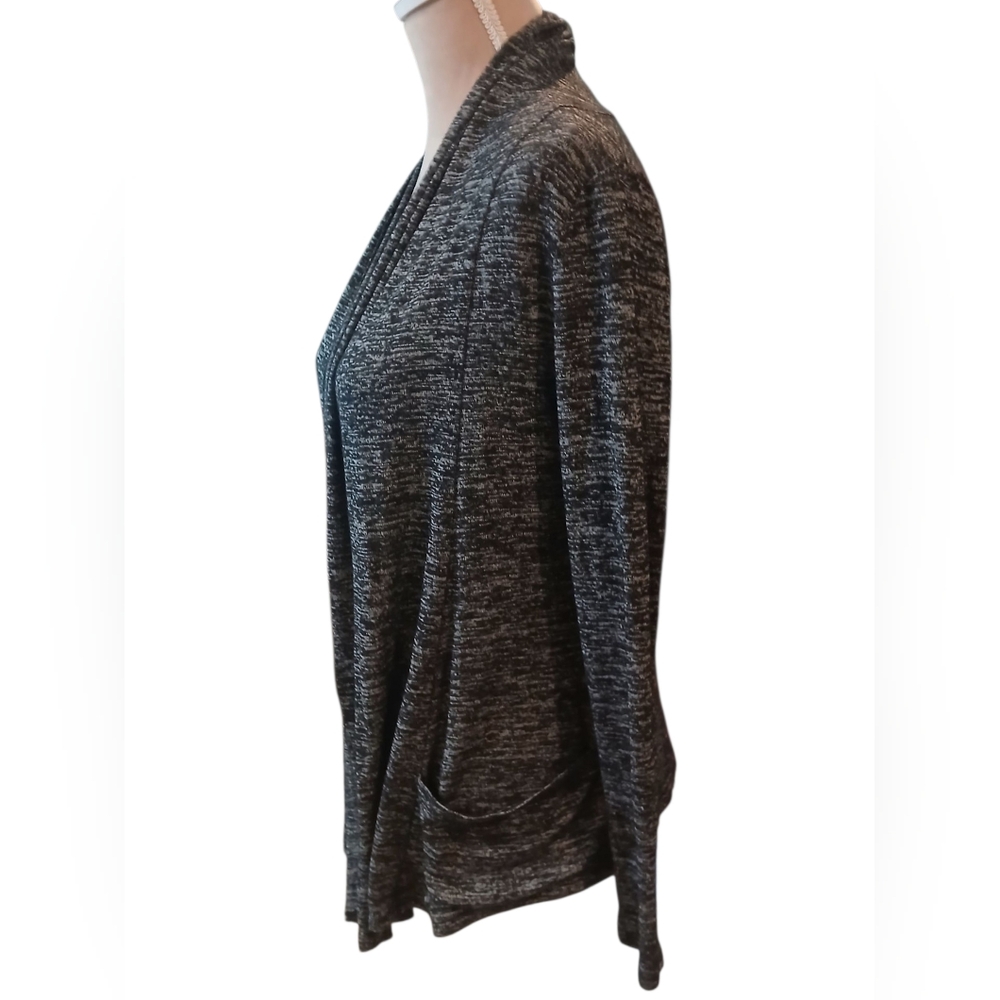 Wet Seal Black Grey Stretch Knit Lightweight Open Front Cardigan Juniors Small - Picture 3 of 9
